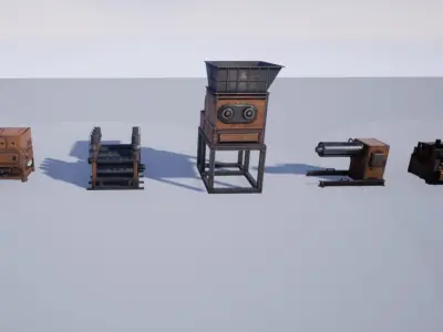 Industrial Conveyor Low-poly 3D model