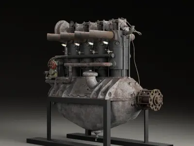 Hall-Scott A7 engine 3D model