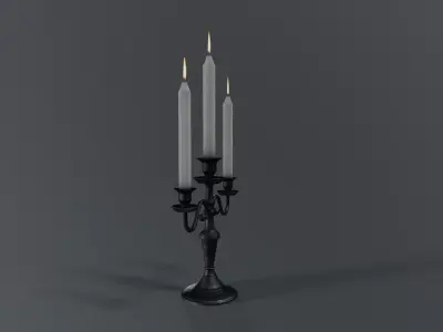 Three Arms Candelabra - Game Ready Prop Low-poly 3D model