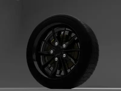 Car Wheel And Tire Disk Brake rim Free 3D model