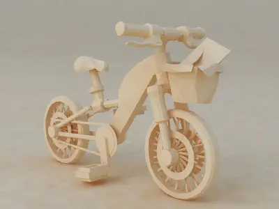 Cartoon Messenger bike Origami Toy bike low 3D model