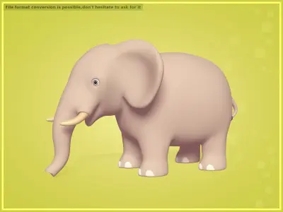 Cartoon Elephant Low-poly 3D model purchase