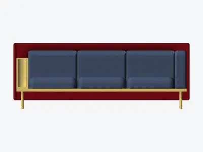 Sofa - Contemporary - Flame - Medium - Armrest Shelf Low-poly 3D model buy