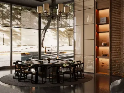 Chinese - style restaurant private room 3D model