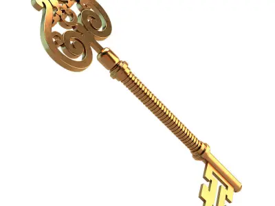 Golden key 3D model purchase