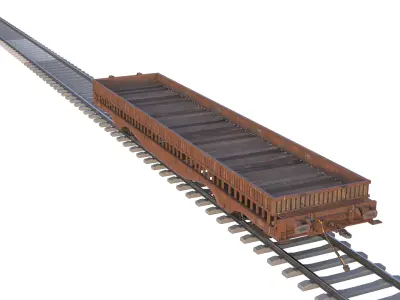 Flatbed RailCar  Low-poly 3D model