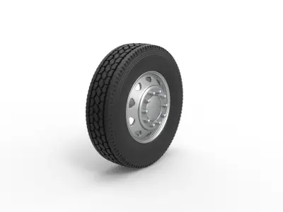 10 Triangular Hole Front wheel of semi truck Scale 1 to 25 3D print model