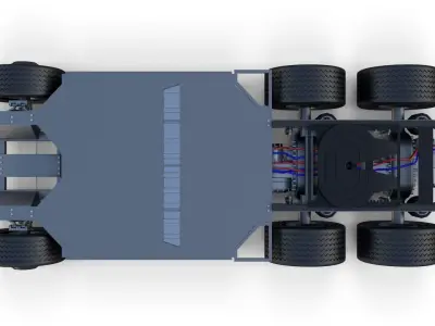 Tesla Truck with Chassis Interior and Trailer Silver 3D model