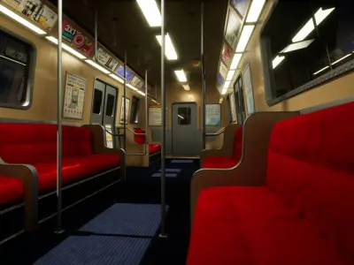 Realistic Subway Train  Game Ready Asset Low-poly 3D model