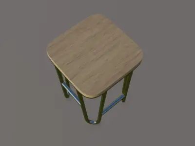 Strand Hairpin Leg Industrial Stool  Low-poly 3D model