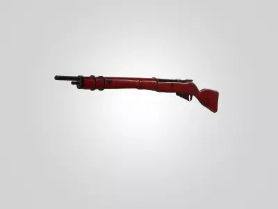Vintage Bolt Action Rifle 3D Model with Wooden Stock 3D model