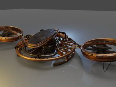 Steampunk Drone Flyboard Low-poly 3D model