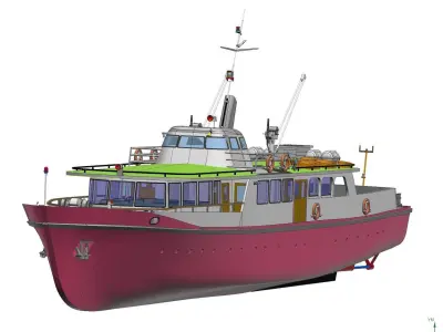 3d printabled or wooden PASSENGER BOAT 3D print model