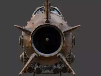 Realistic Steampunk Rocket Ship 3D Model Low-poly 3D model