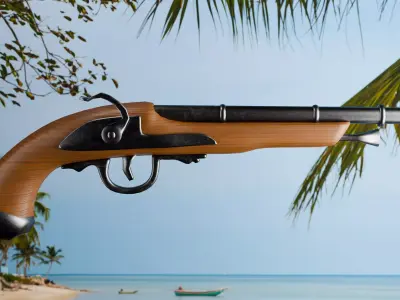Pirate Flintlock Pistol Model Low-poly 3D model