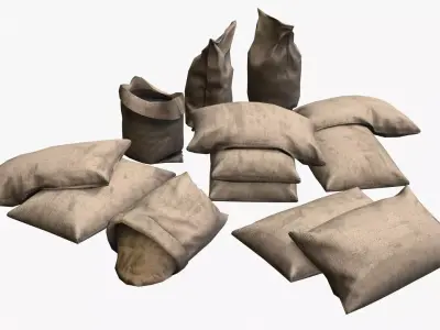 Military Sand Bags Assets 02 Low-poly 3D model