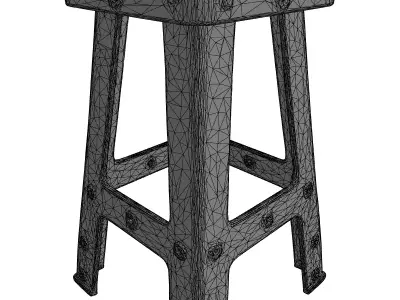 Industrial Distressed Metal Stool Low-poly 3D model