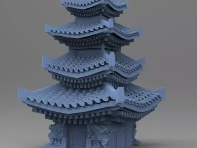 Zen Monk Tower Stylized  3D model