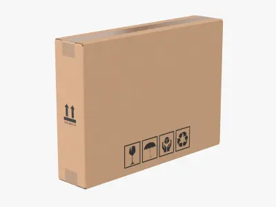 Cardboard Box 50x10x35 Closed 3D model