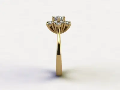 10105 diamond cluster ring gold 3D print model