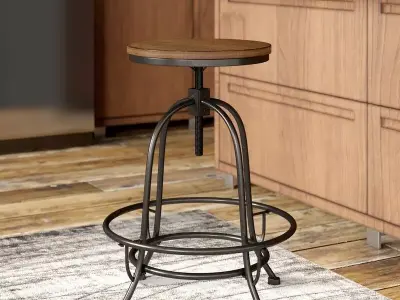 Colston Swivel Adjustable Height Bar Stool 3D model