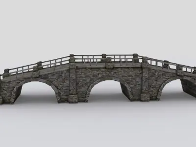 Old stone bridge Low-poly 3D model