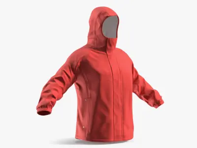 Marine Waterproof Hooded Jacket Red 3D model