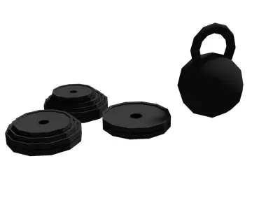 Low Poly Gym Pack Weights Barbel Bench Train workout room Low-poly 3D model