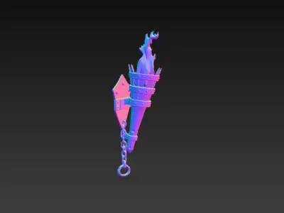 Medieval Wall Torch - PBR Low Poly Game Ready Low-poly 3D model