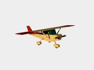 low poly cessna airplane flying Low-poly 3D model