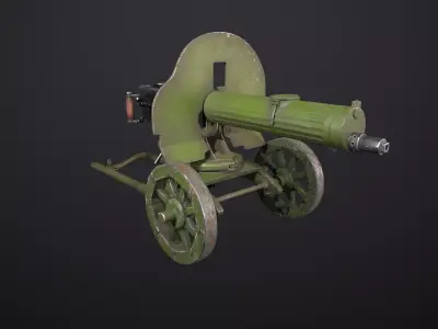 Machine gun Maxim Low-poly 3D model