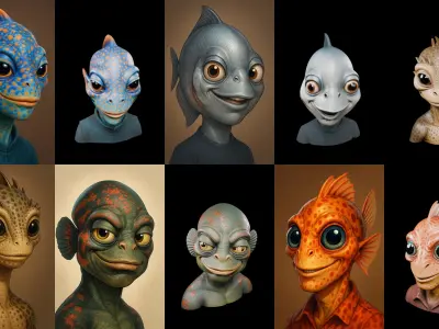 Head Fish bundle 6 pack 100 glb 3D model