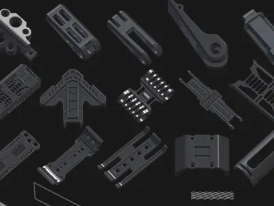 200 Hard Surface Detail Kitbash 3D model