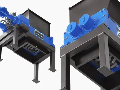  Metal Machinery ShredTech TwinShaft Shredder Blue 