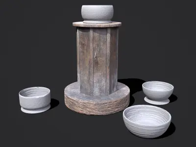 Earthenware Pottery Bowls and Pottery Wheel Design Two 3D Model Pack