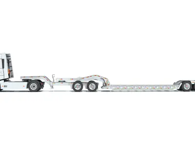Semi Truck with Platform Trailer 3D model