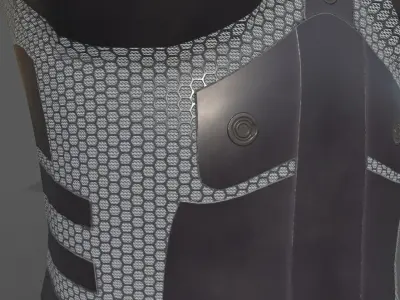 Simple sci-fi female black armor Low-poly 3D model Low-poly 3D model