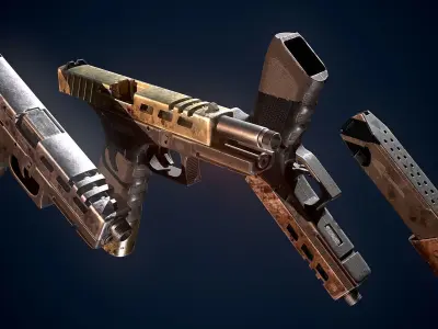 Glock handgun custom Low-poly 3D model