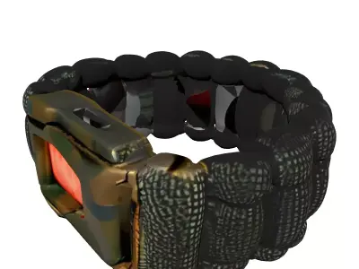 Tactical Survival Bracelet with Firestarter Low-poly 3D model