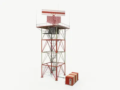 Airport Radar for Air Traffic Control Low Poly PBR 3D model