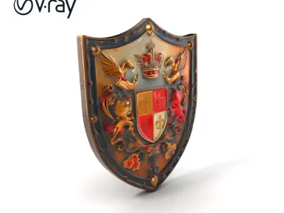 Medieval Decorative Shield with Coat of Arms model pack Low-poly 3D model