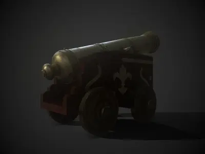 Stylized Medieval Cannon Low-poly 3D model