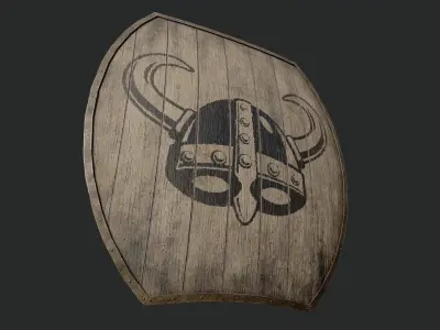 Slavic hybrid shield-painted black helmet symbol Low-poly 3D model