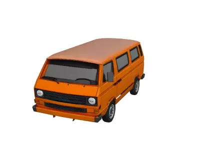 Volkswagen Transporter T3 Vanagon Low Poly Classic Van Low-poly 3D model
