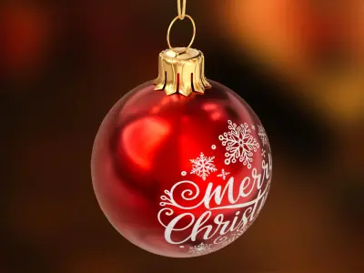 Red Christmas Ornament Merry Christmas Text &amp;ndash; Christmas Decoration 3D model
