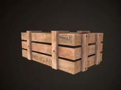 Wooden Crate-3 Low-poly 3D model