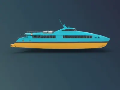 Ferry Roro Ship Catamaran Hull Low-poly 3D model