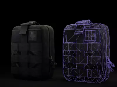 Game Ready Lowpoly Tactical Pouch Pack Free low-poly 3D model