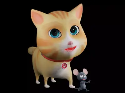 Cartoon Cat fully Rigged Low-poly 3D model