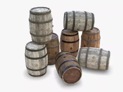 Wooden barrels Low-poly 3D model order